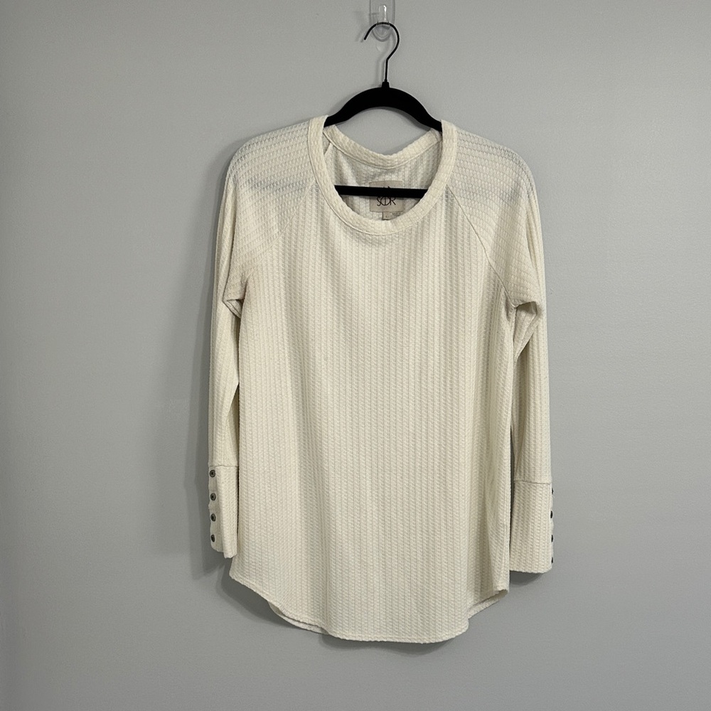 Chaser Ivory Long Sleeve Top with Button Detail